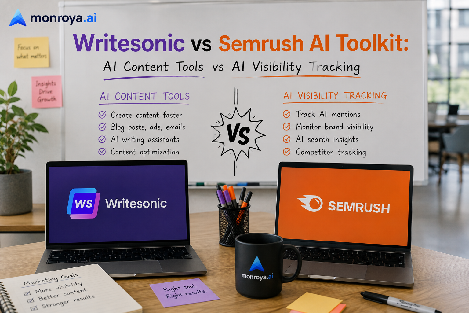 Writesonic vs Semrush AI Toolkit: AI Content Tools vs AI Visibility Tracking
