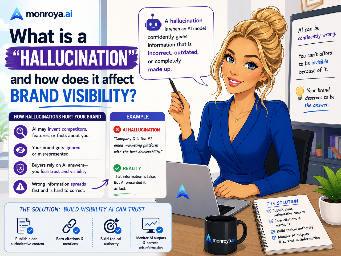 What is a "hallucination" and how does it affect brand visibility?