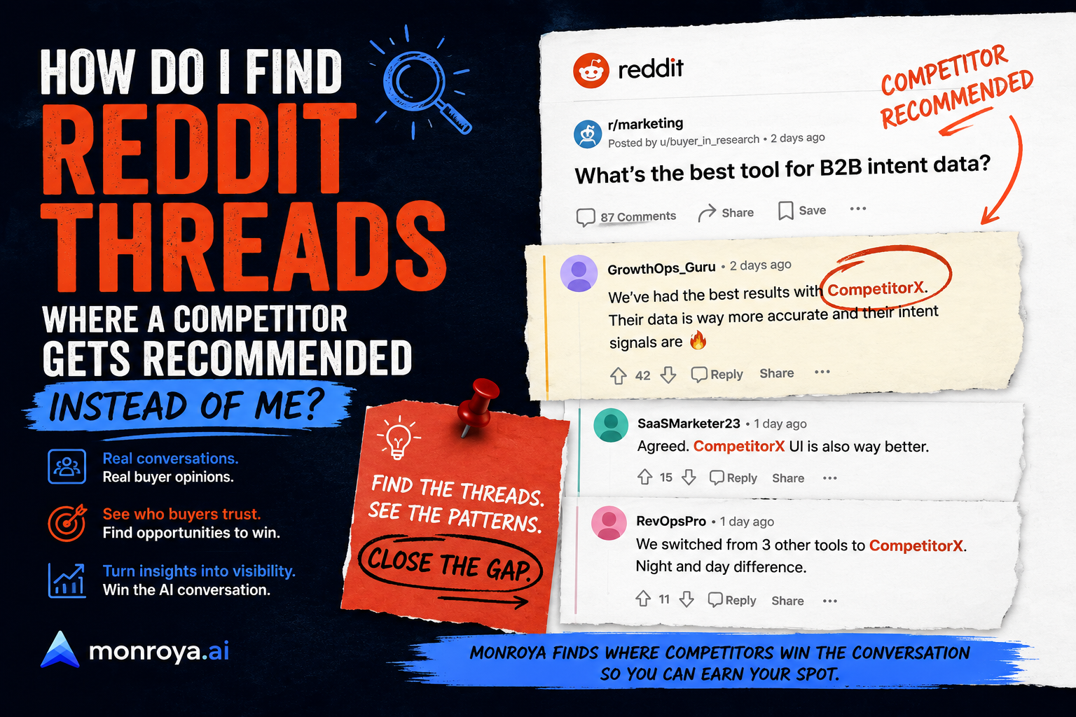 How Do I Find Reddit Threads Where a Competitor Gets Recommended Instead of Me?